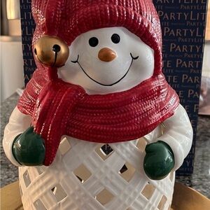 PartyLite Festive Snowman with Red and Green Accents